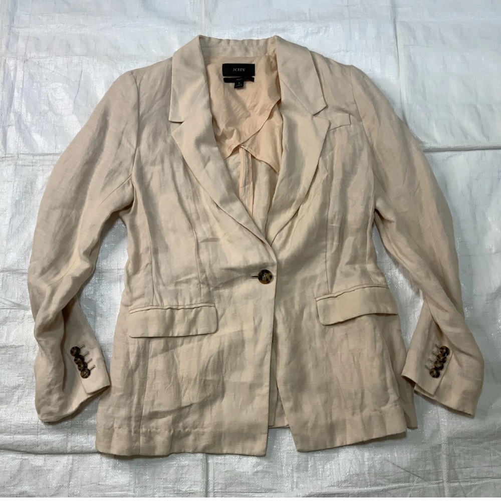 J. Crew Willa Linen Cupro Cream Women's Blazer Size 6